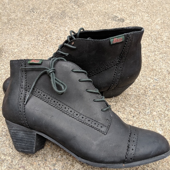 Bass Shoes - NWOT Bass Black Leather Heeled Booties Size 11M Bass Shoes - NWOT Bass Black Leather Heeled Booties Size 11M